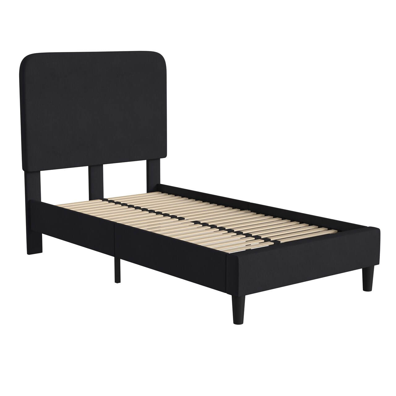 Merrick Lane Remi Platform Bed with Headboard - Upholstered Frame - 14 Wooden Slats - No Box Spring Required